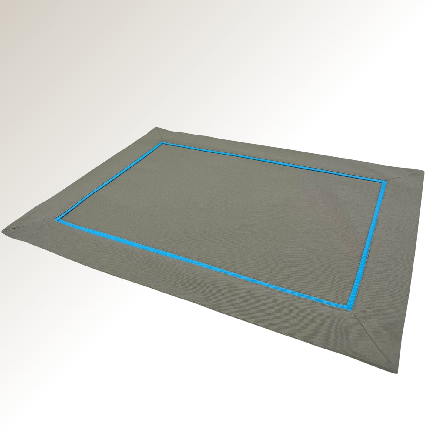 Gray and blue classic placemats.