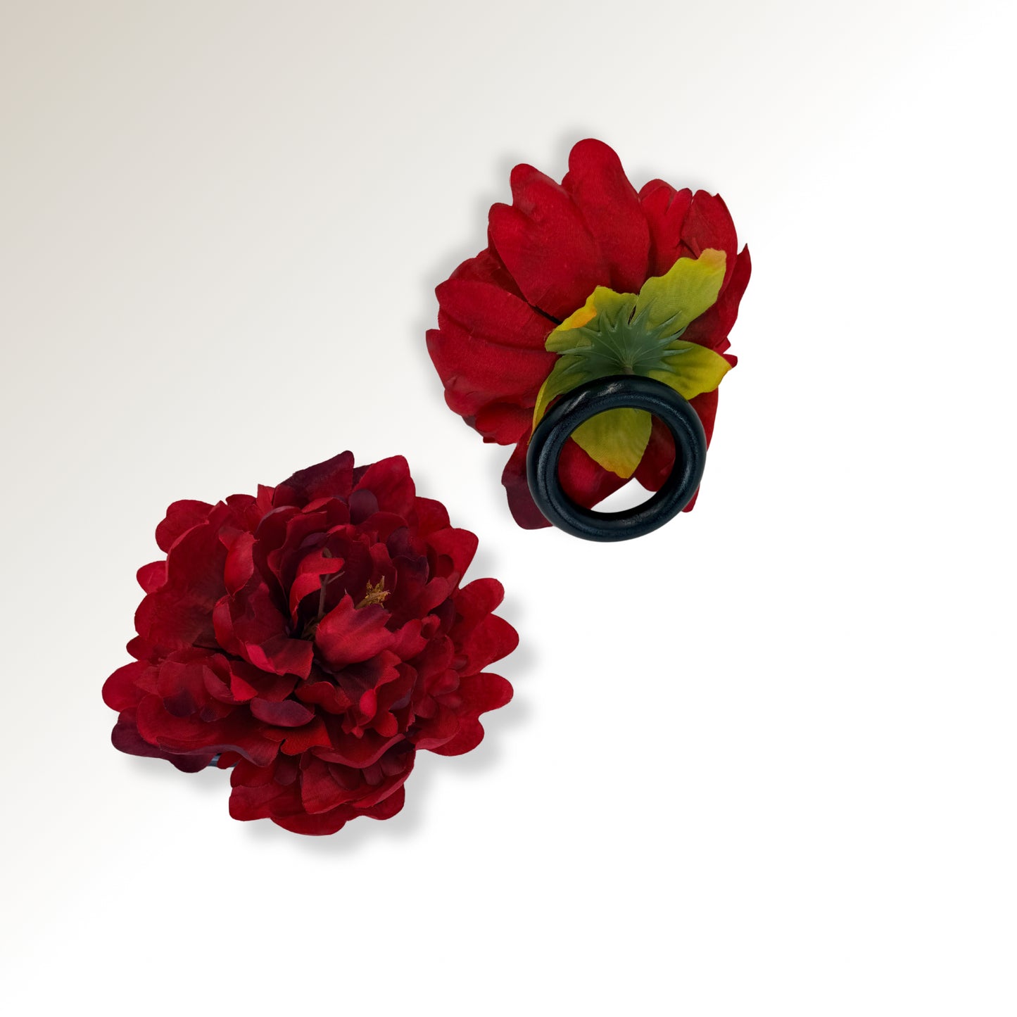 Red peony ring.