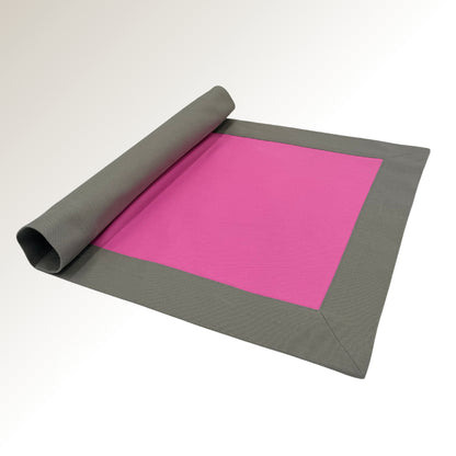 Gray and pink signature placemat.