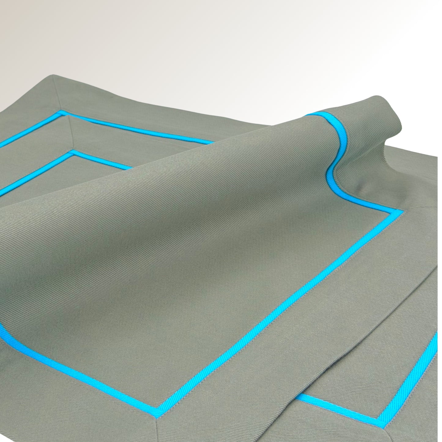 Gray and blue classic placemats.