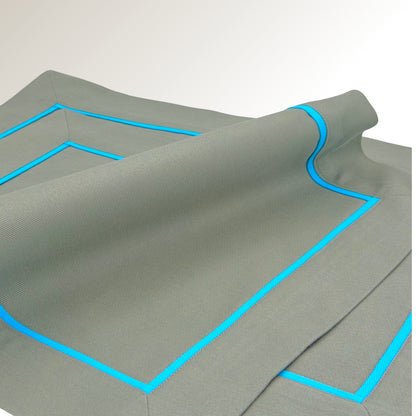 Gray and blue classic placemats.