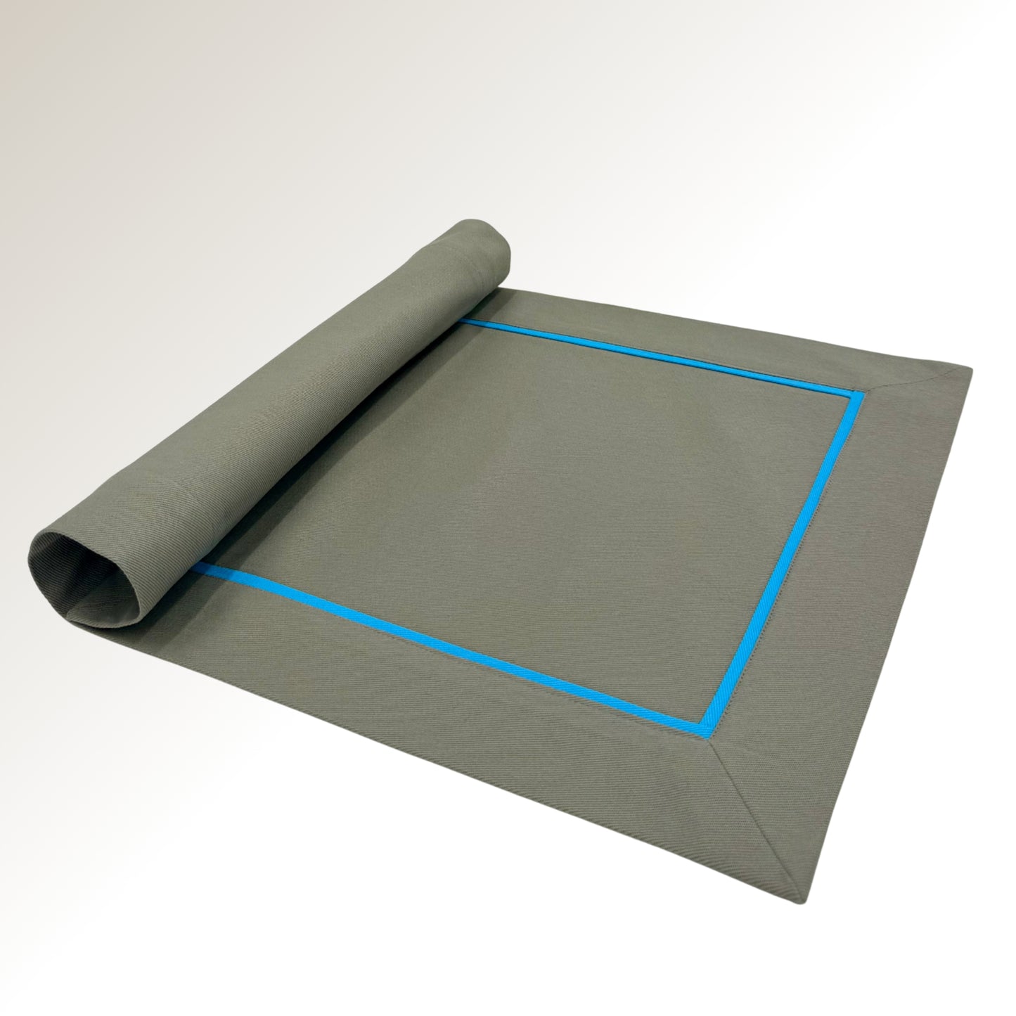 Gray and blue classic placemats.