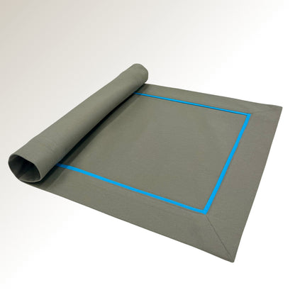 Gray and blue classic placemats.