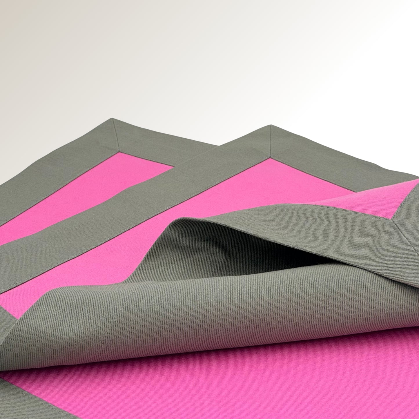 Gray and pink signature placemat.