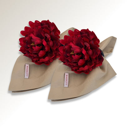 Red peony ring.