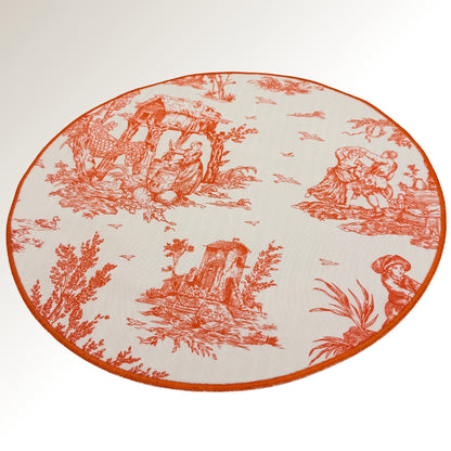 Orange toile placemats.